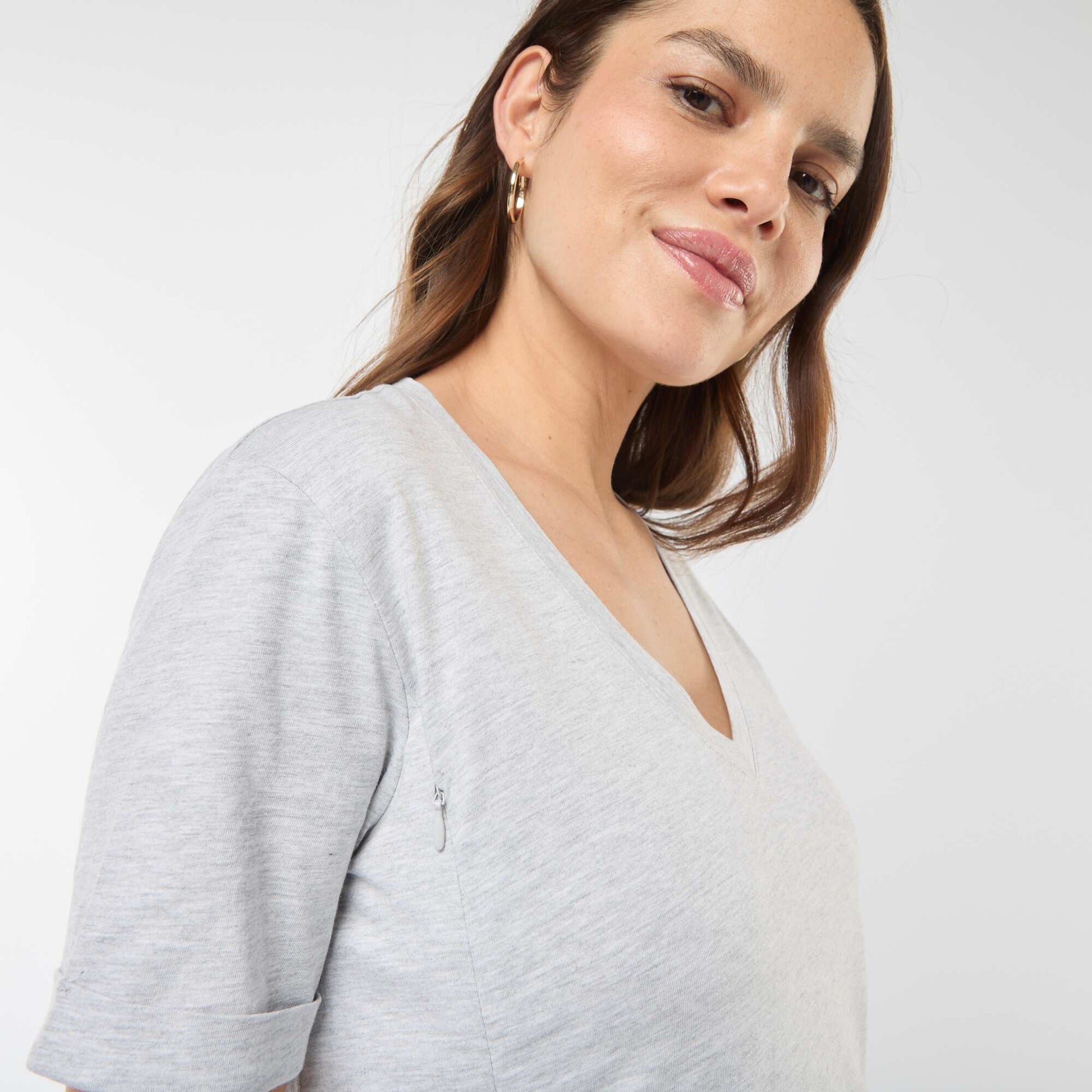T-shirt allaitement col V GRIS