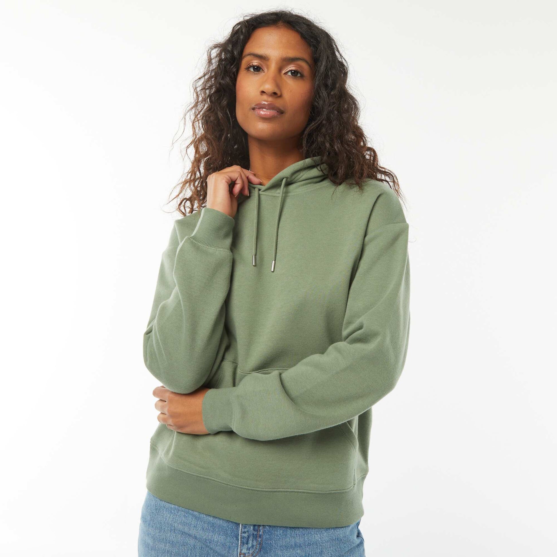 Sweat à capuche uni VERT