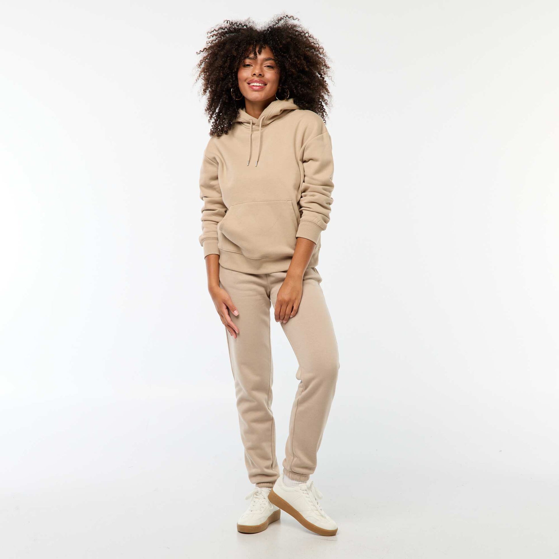 Sweat à capuche uni BEIGE