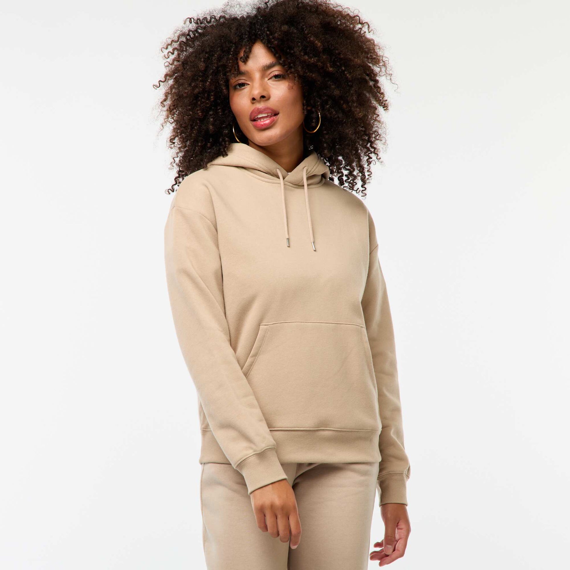 Sweat à capuche uni BEIGE