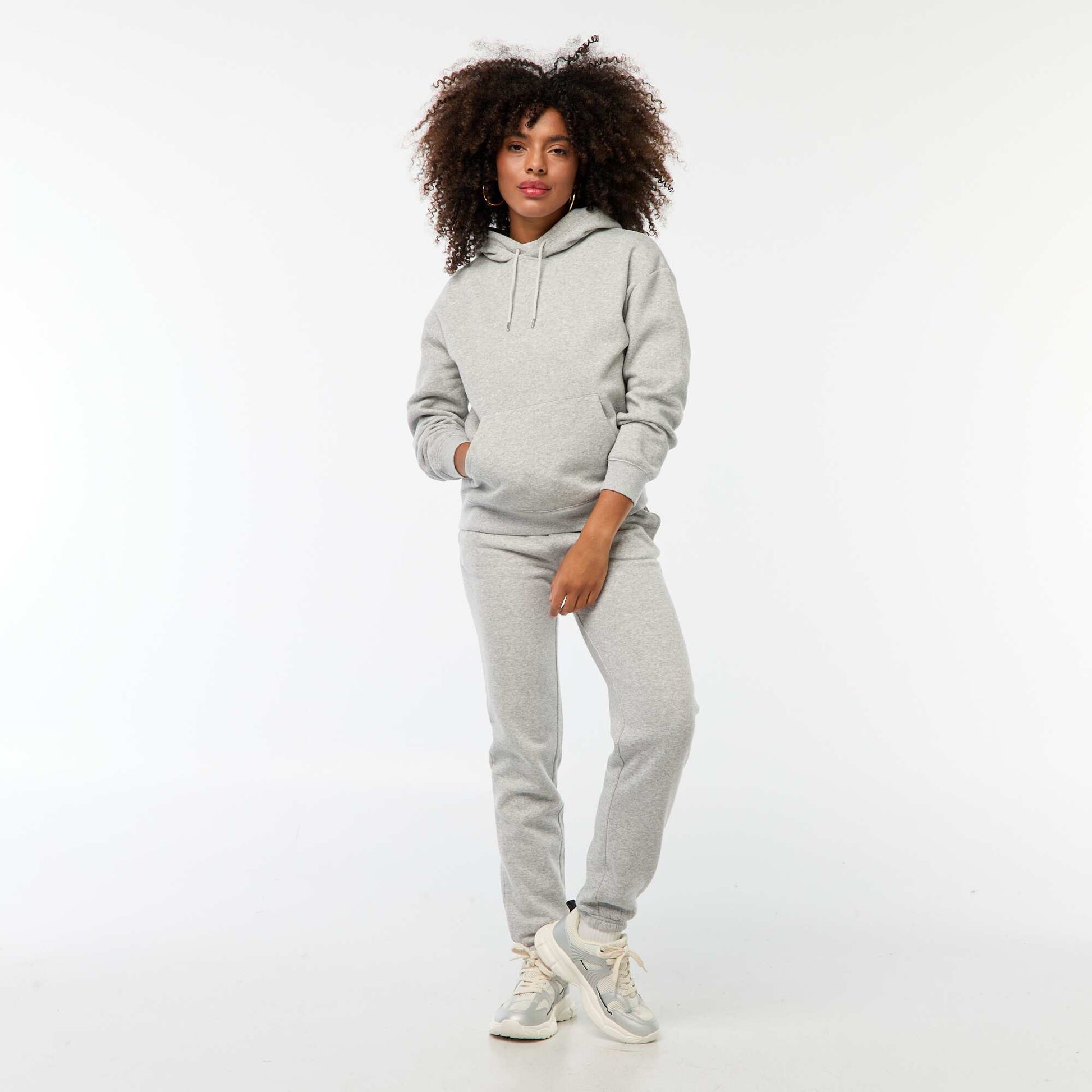 Sweat à capuche uni GRIS
