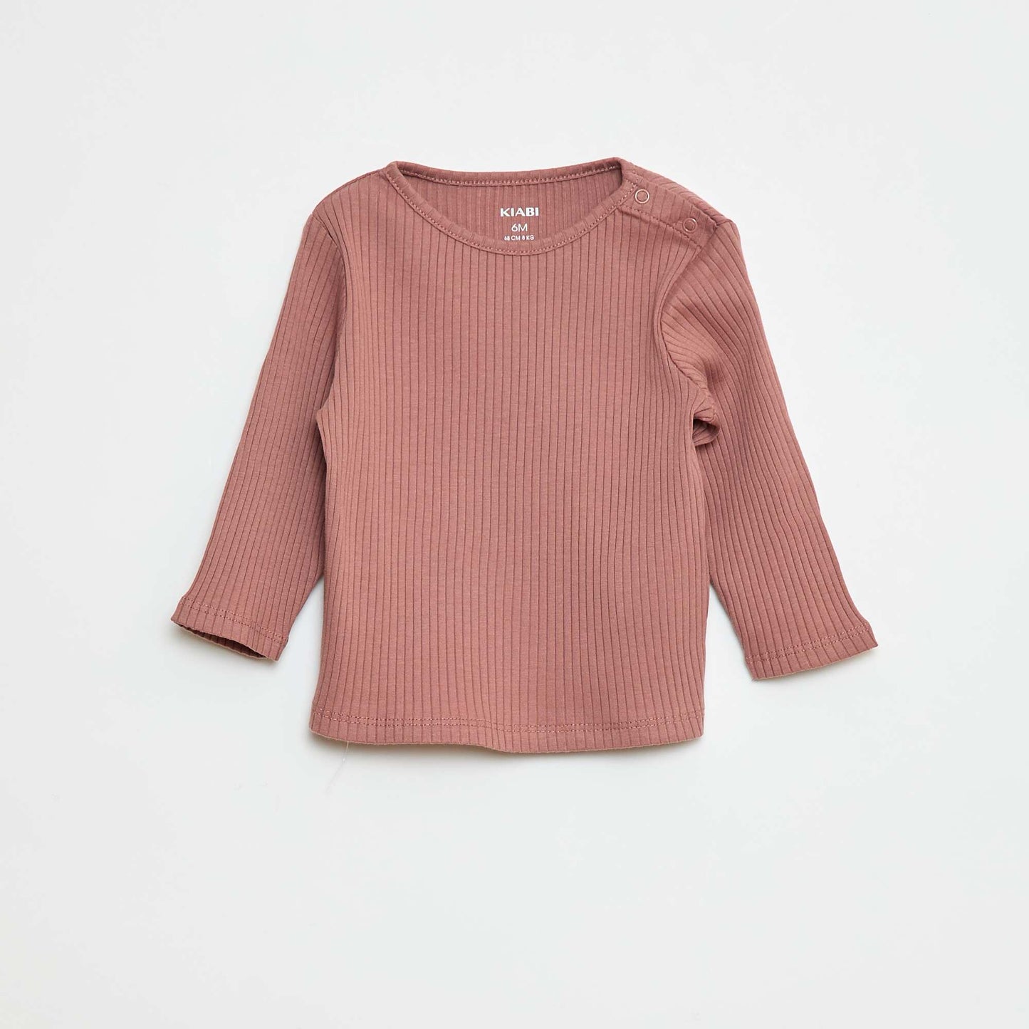 Lot de 2 t-shirts unis côtelés à manches longues MARRON
