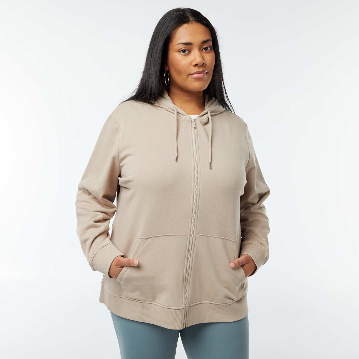 Sweat à capuche en molleton BEIGE