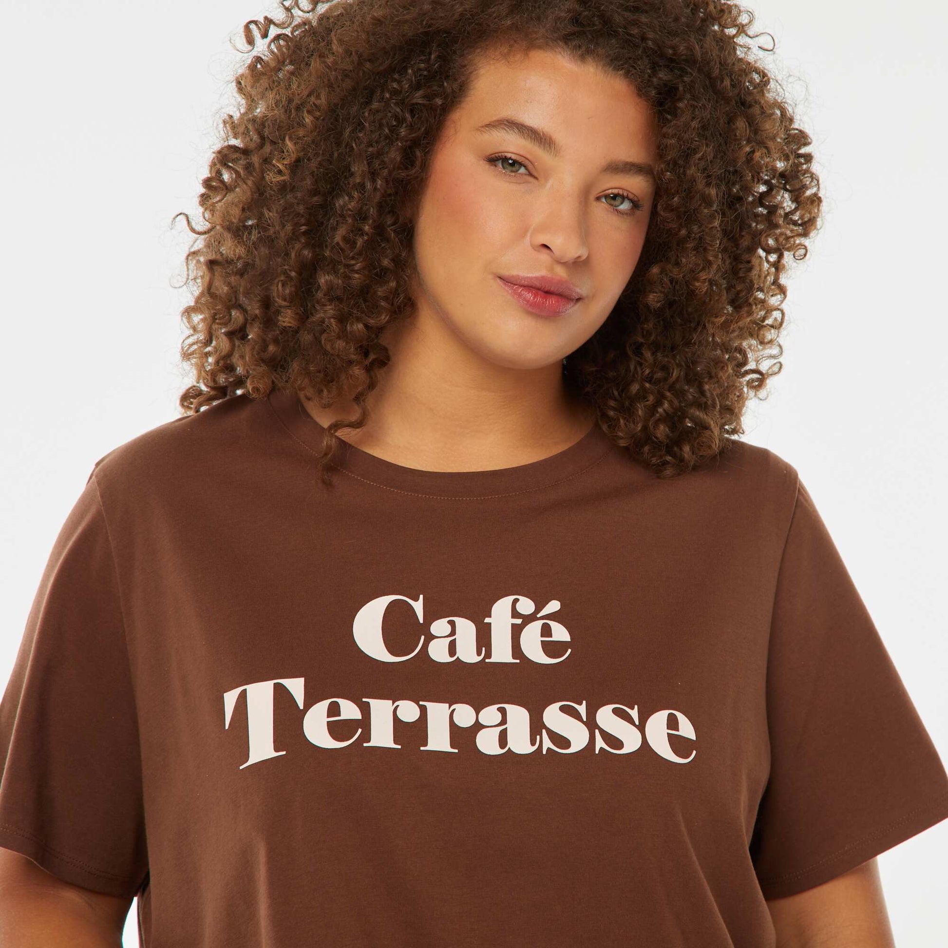 T-shirt à manches courtes avec imprimé MARRON