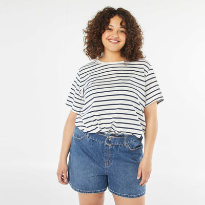 T-shirt à manches courtes avec imprimé BLANC RAYé