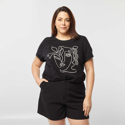 T-shirt à manches courtes avec imprimé NOIR