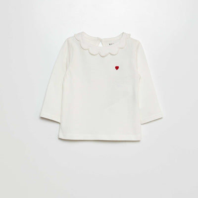 T-shirt avec collerette BLANC