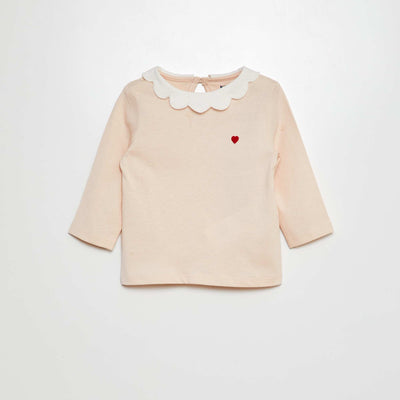 T-shirt avec collerette ROSE