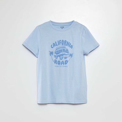 T-shirt manches courtes avec imprimé BLEU