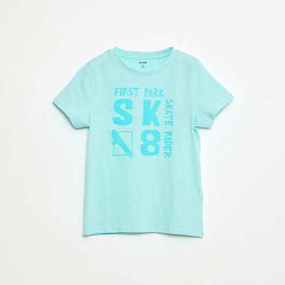 T-shirt manches courtes avec imprimé BLEU