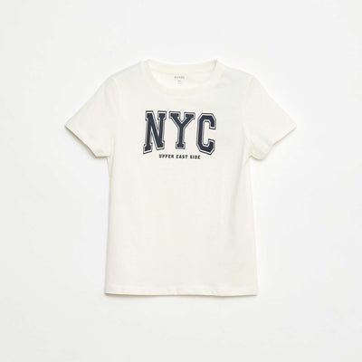 T-shirt manches courtes avec imprimé BLANC