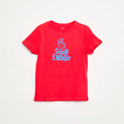 T-shirt manches courtes avec imprimé ROUGE