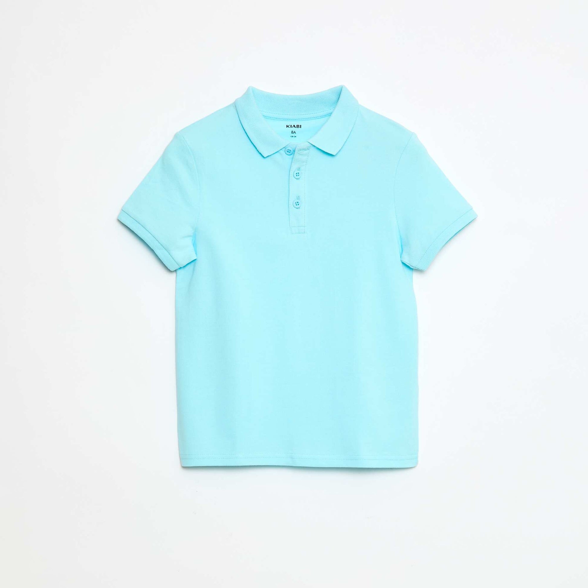 Polo uni en maille piquée BLEU