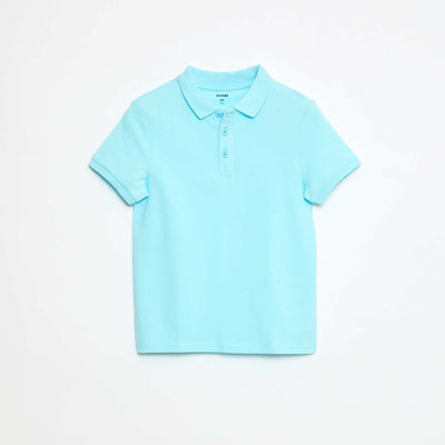 Polo uni en maille piquée BLEU