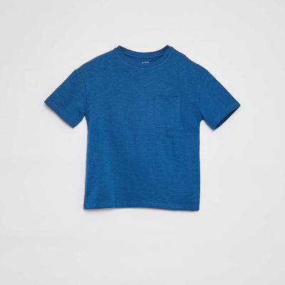 T-shirt oversize uni avec poche BLEU