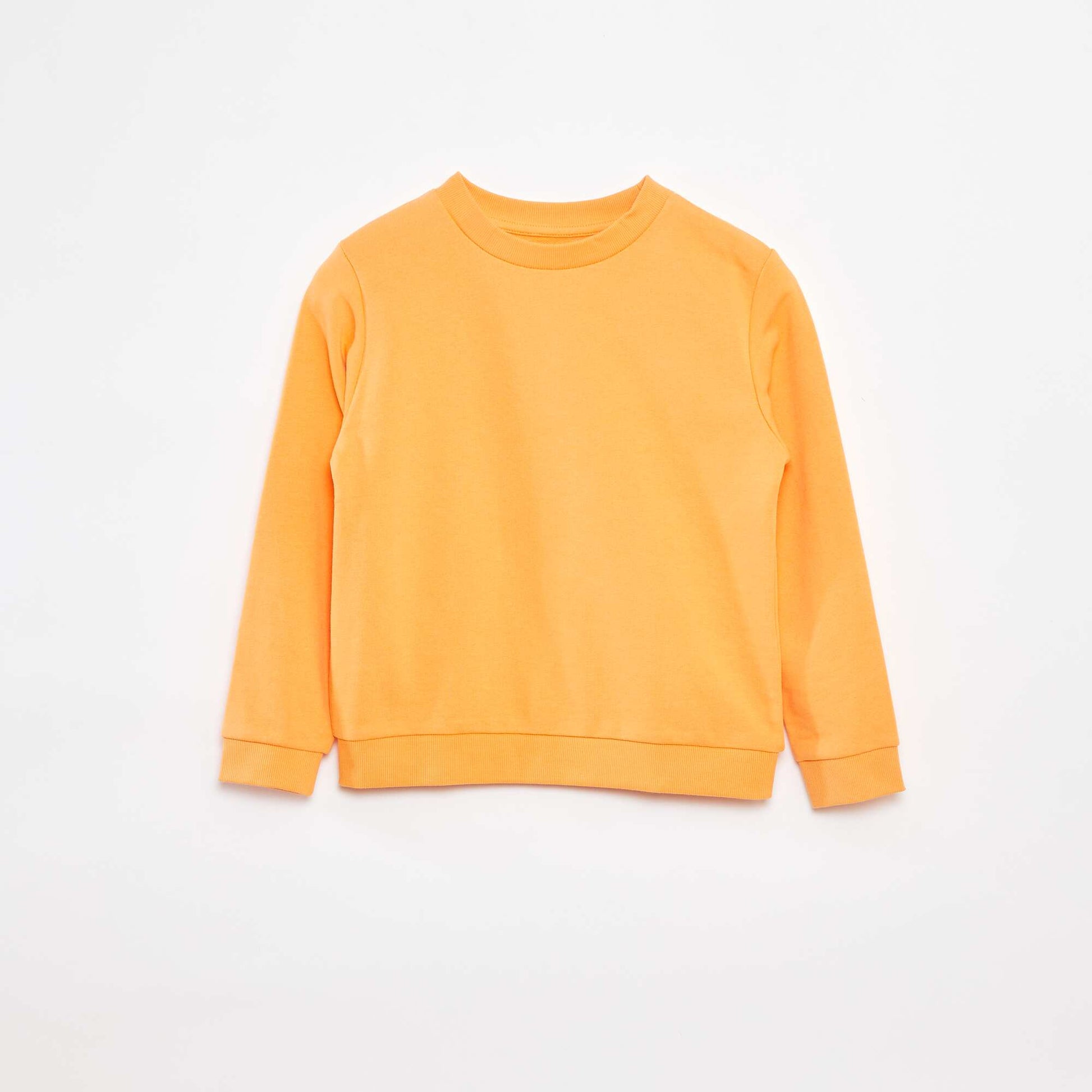 Sweat uni à col rond en french terry ORANGE