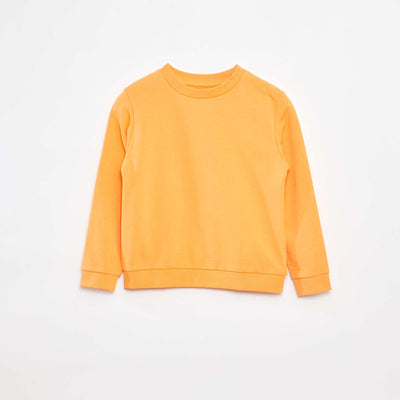 Sweat uni à col rond en french terry ORANGE