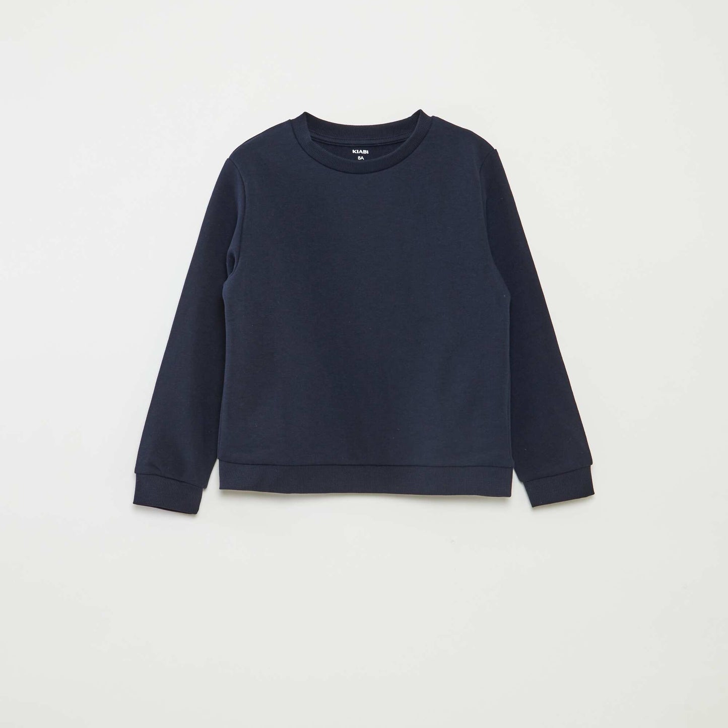 Sweat uni à col rond en french terry BLEU