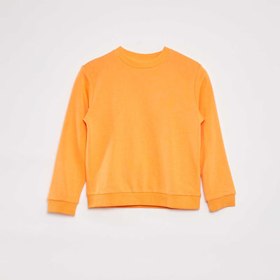 Sweat uni à col rond en french terry ORANGE