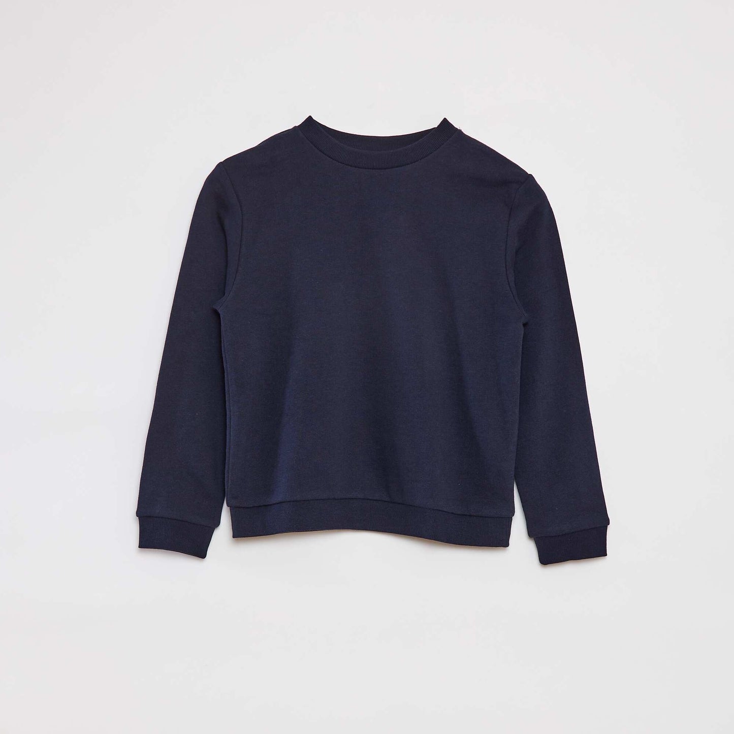 Sweat uni à col rond en french terry BLEU