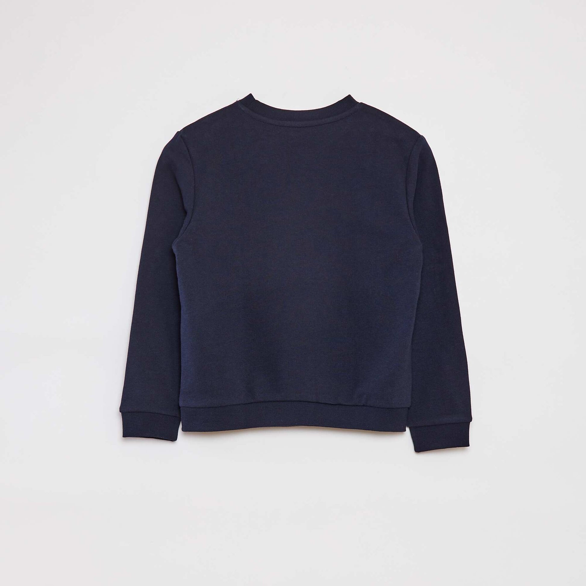 Sweat uni à col rond en french terry BLEU