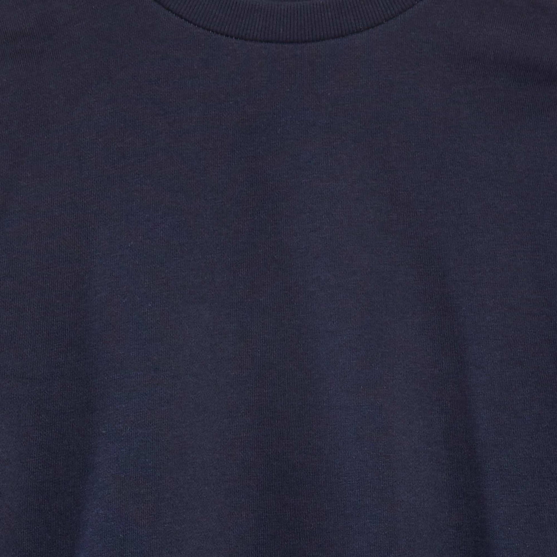 Sweat uni à col rond en french terry BLEU