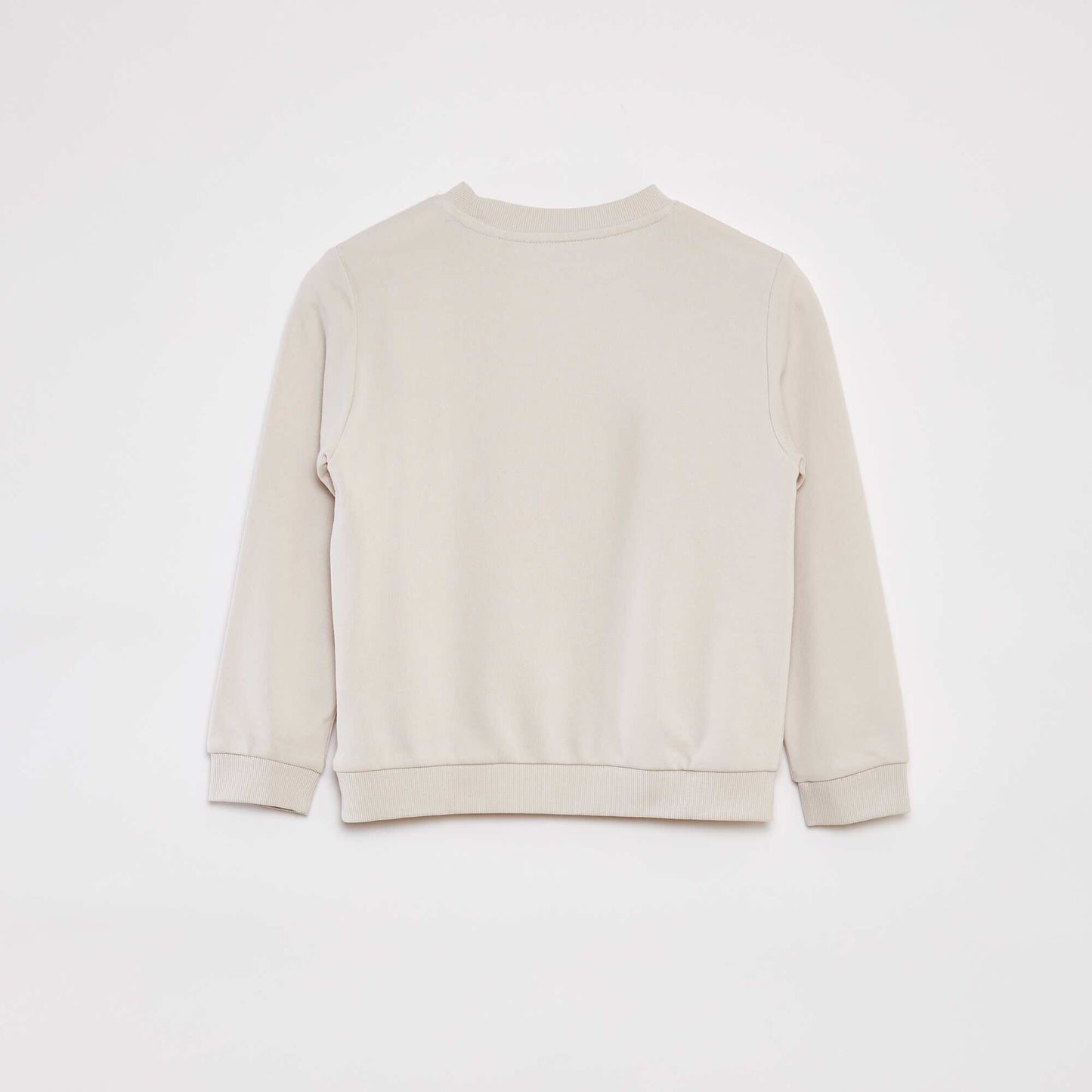 Sweat uni à col rond en french terry BEIGE
