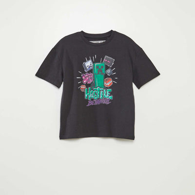T-shirt à manches courtes 'Minecraft' NOIR
