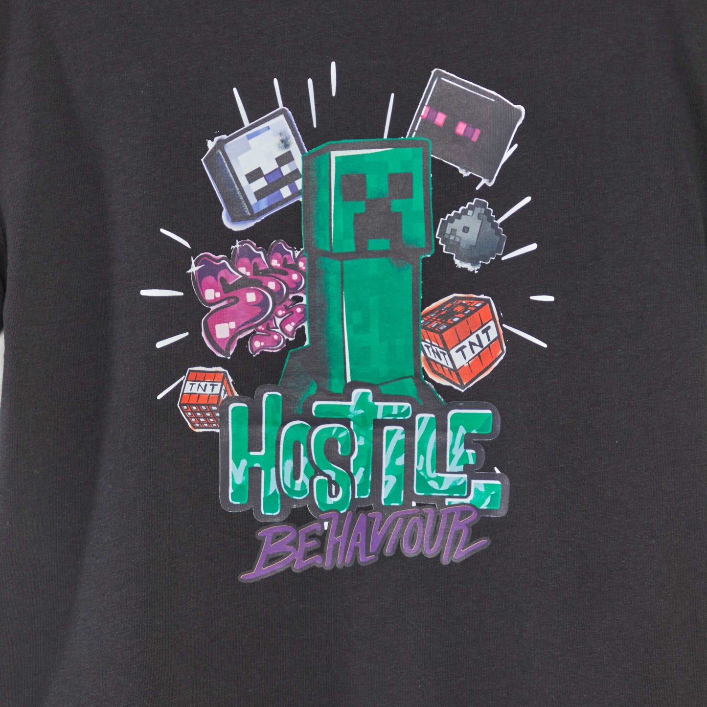 T-shirt à manches courtes 'Minecraft' NOIR