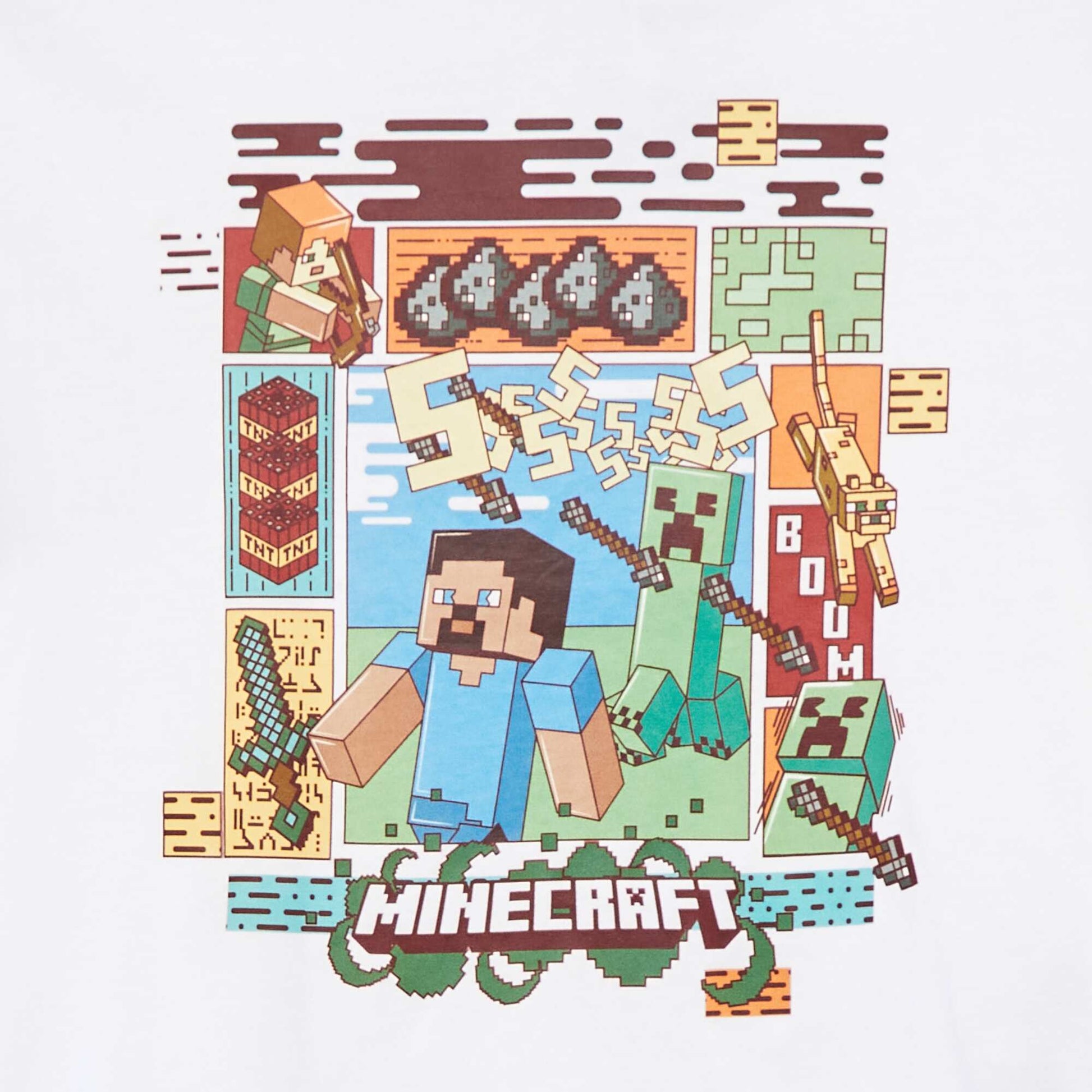 T-shirt à manches courtes 'Minecraft' BLANC