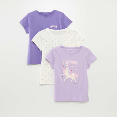 Lot de 3 t-shirts manches courtes VIOLET