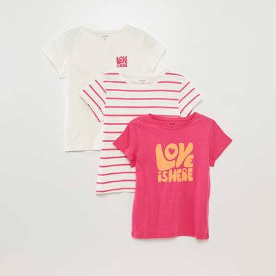 Lot de 3 t-shirts manches courtes ROSE