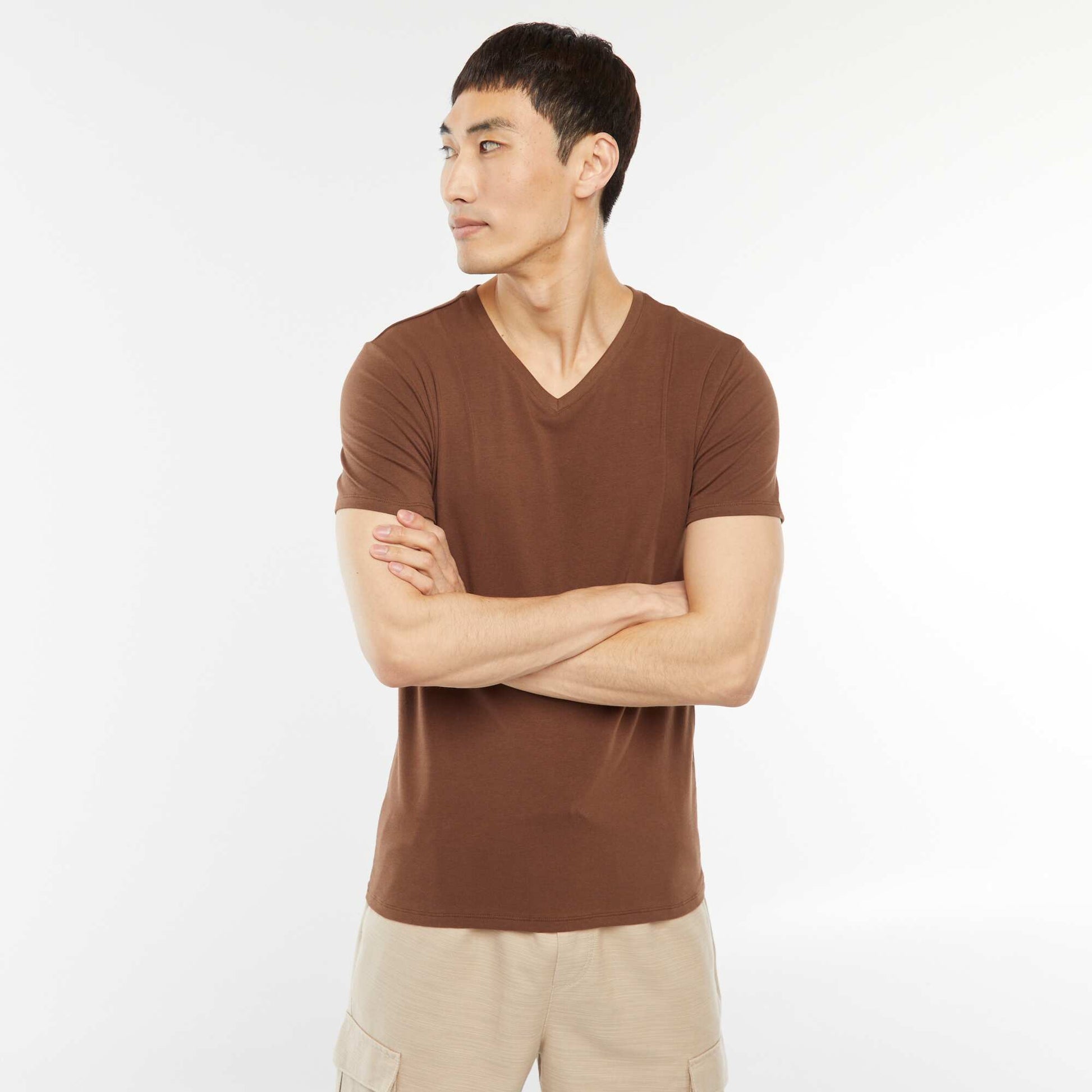 Tee-shirt regular stretch MARRON