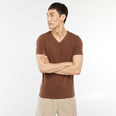 Tee-shirt regular stretch MARRON