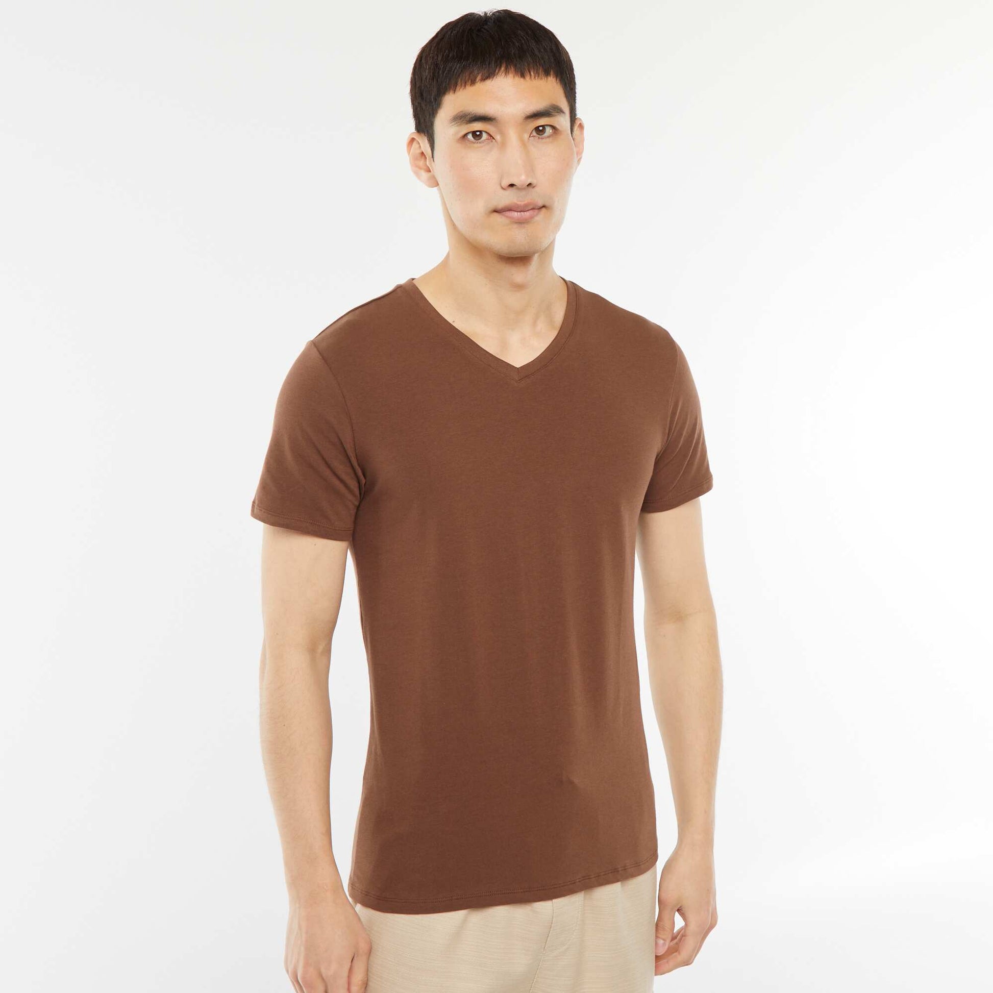 Tee-shirt regular stretch MARRON