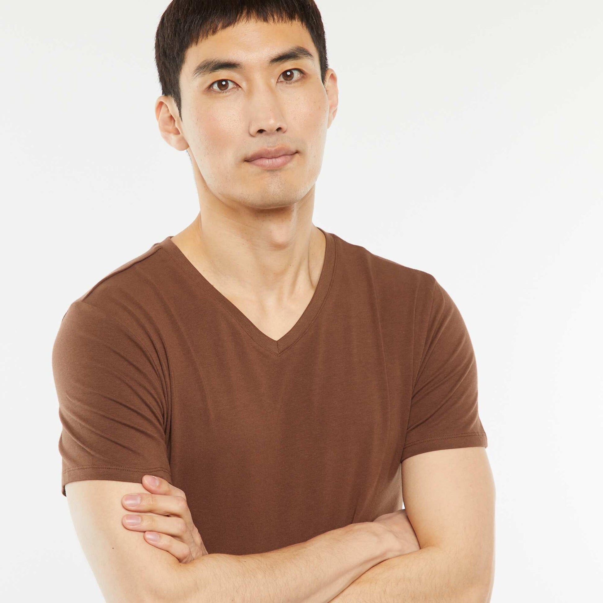 Tee-shirt regular stretch MARRON