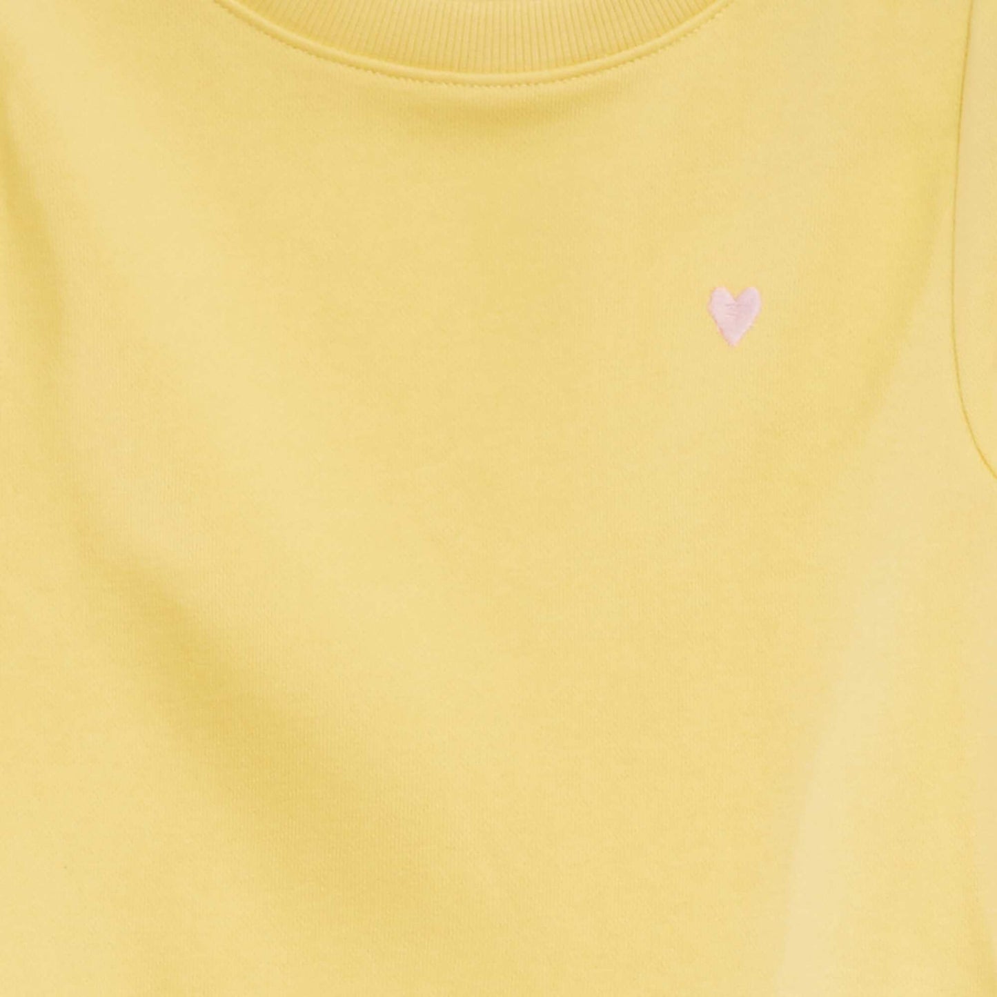 Sweat en molleton uni cœur brodé JAUNE