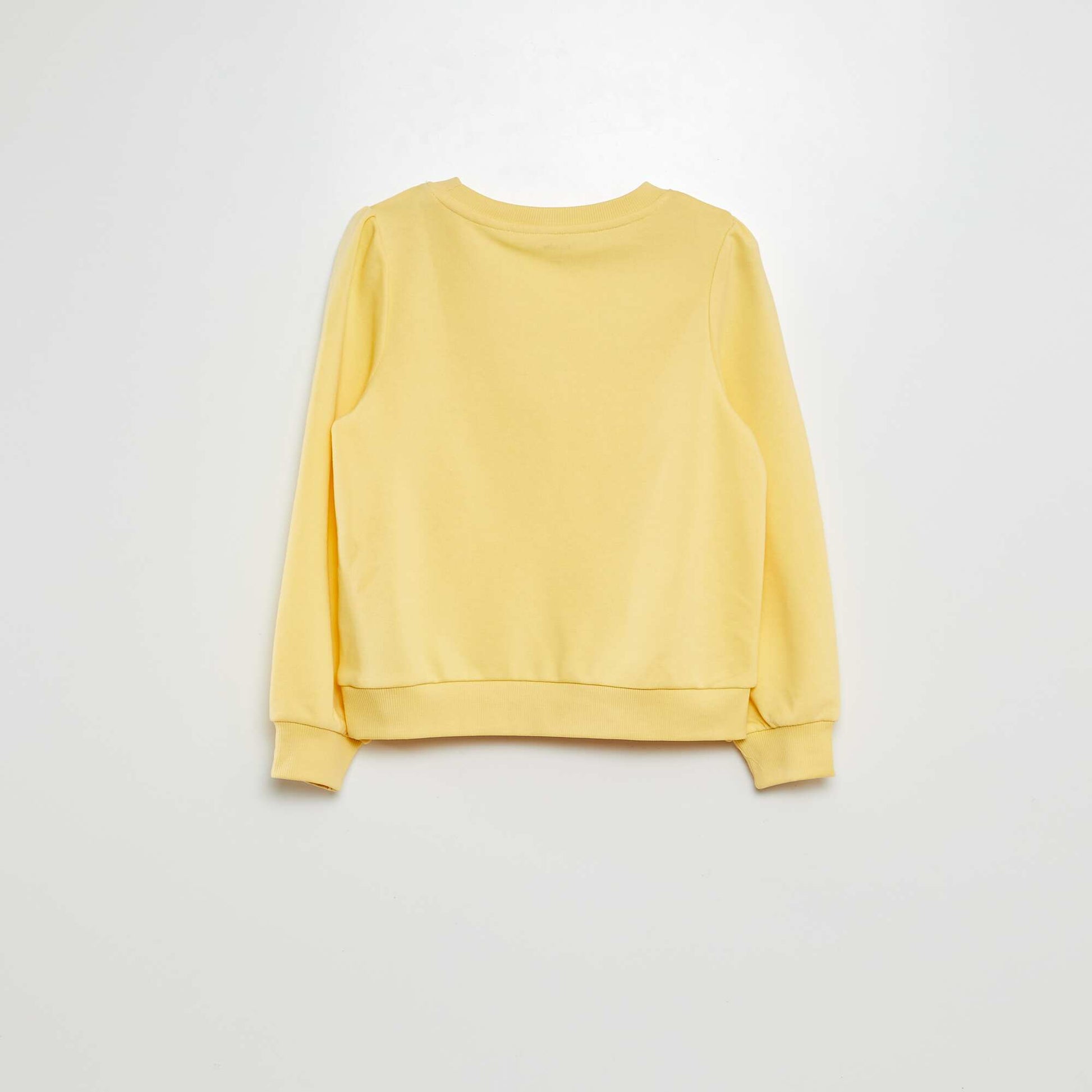 Sweat en molleton uni cœur brodé JAUNE