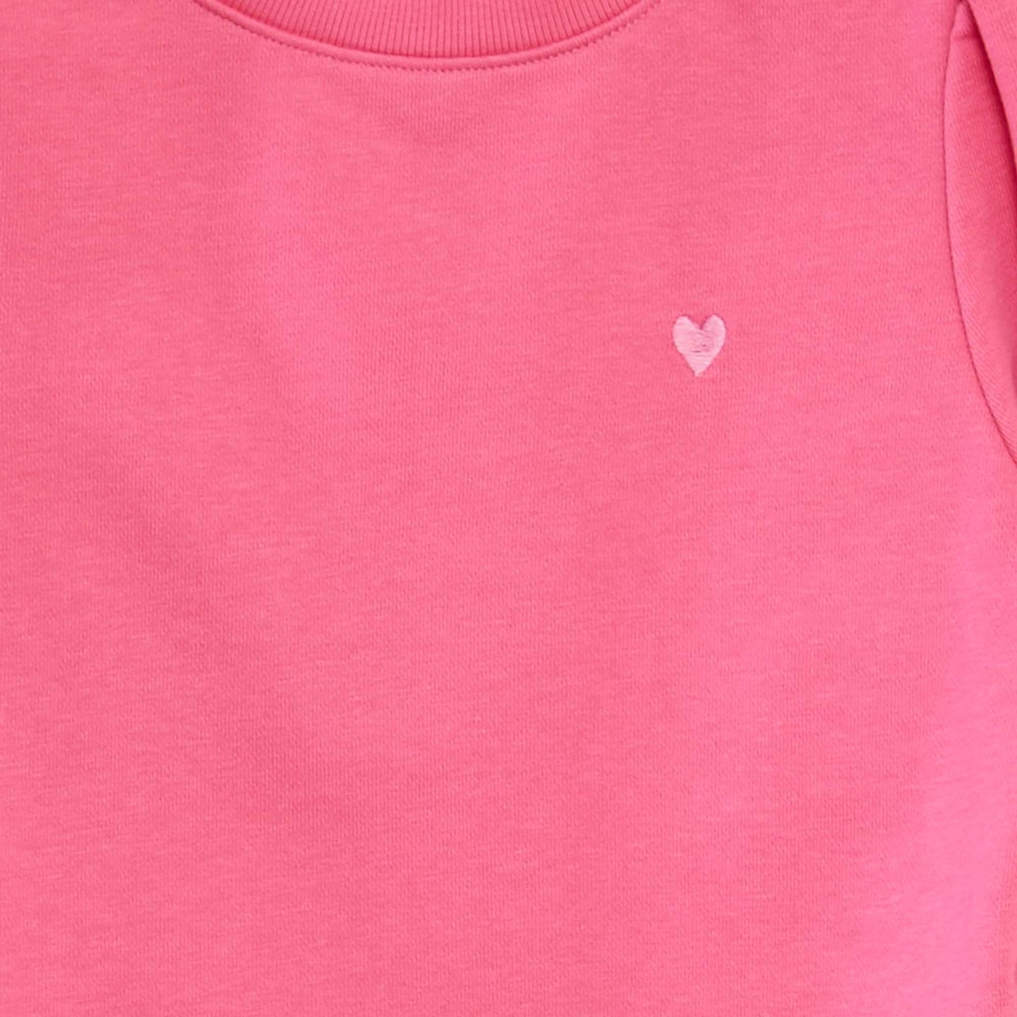 Sweat en molleton uni cœur brodé ROSE