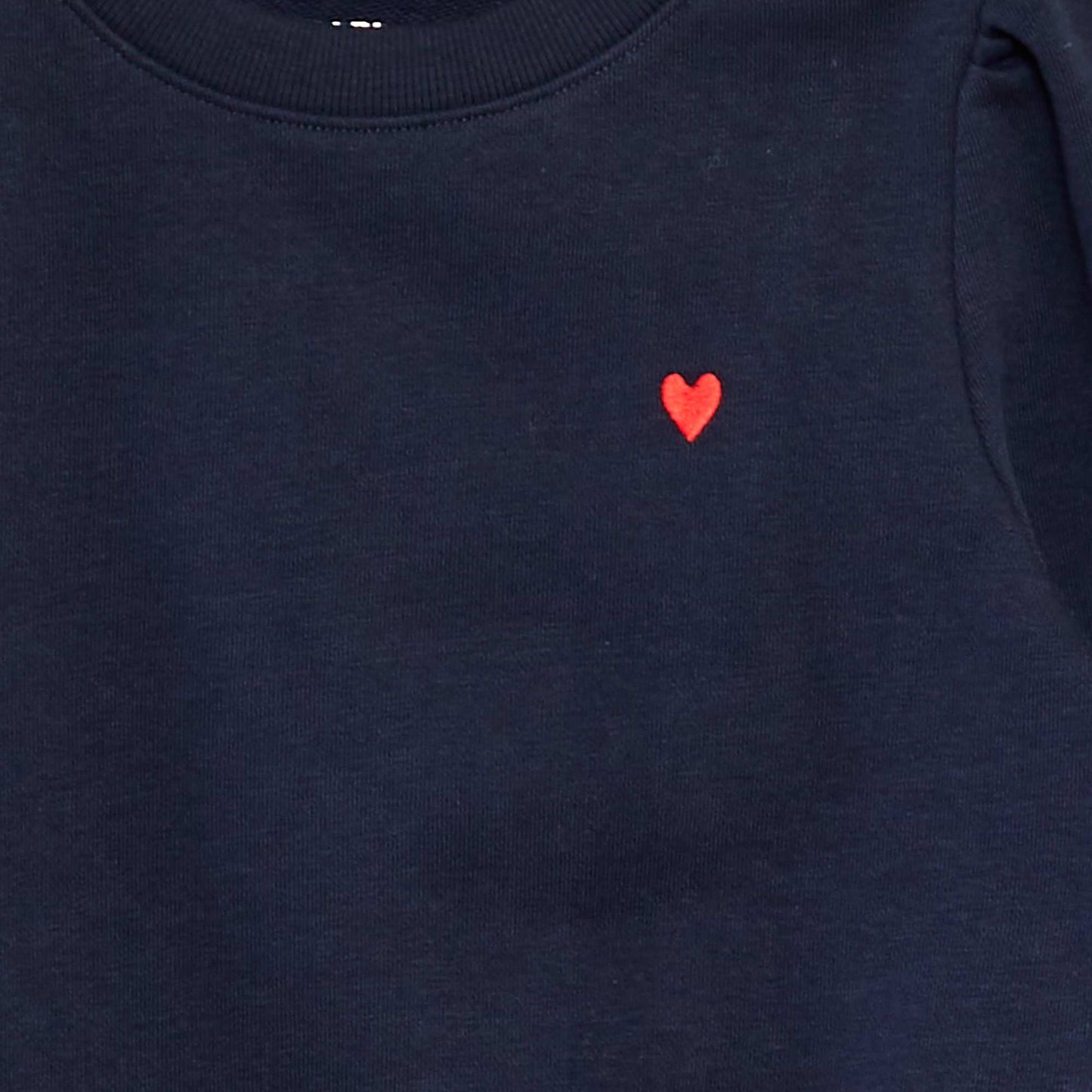 Sweat en molleton uni cœur brodé BLEU