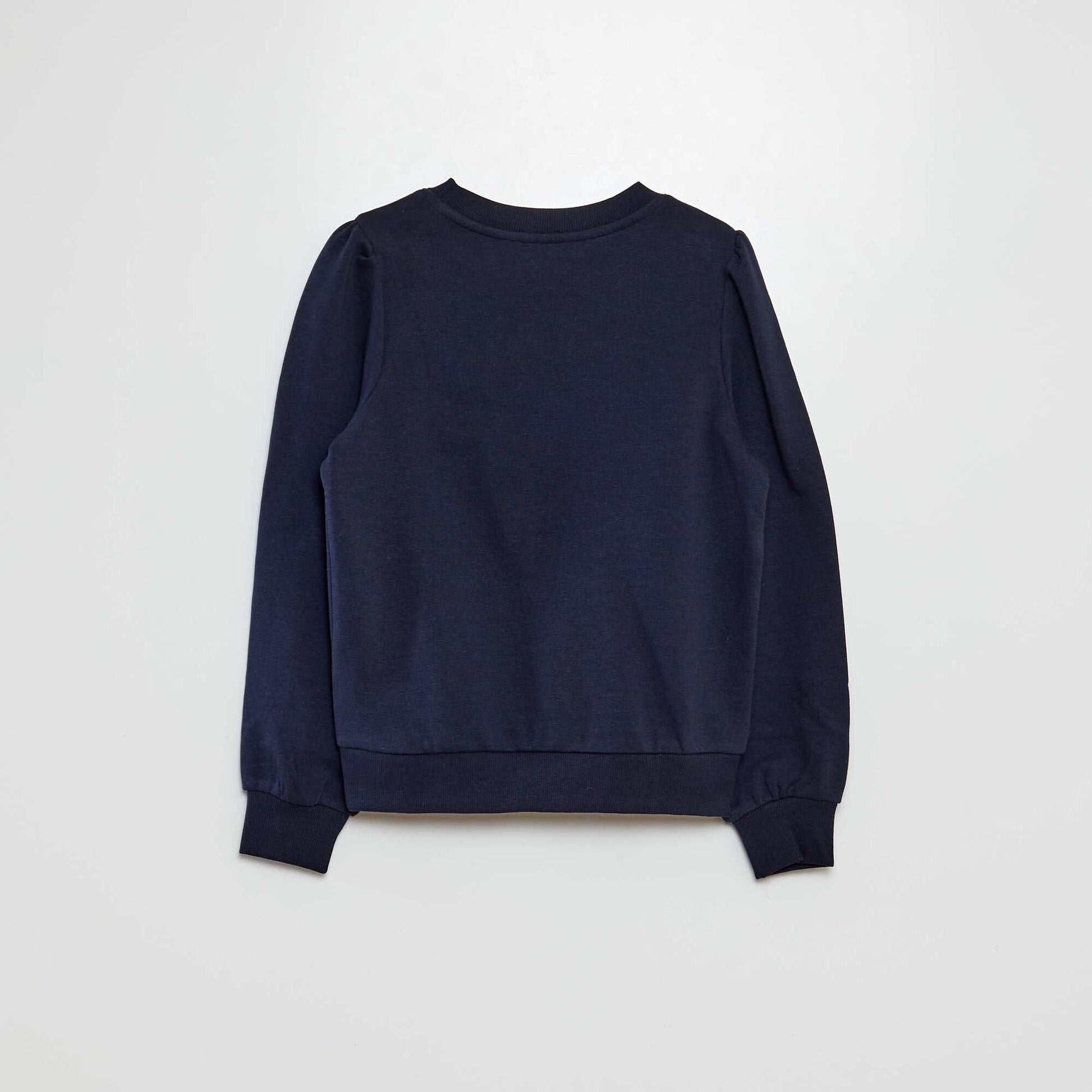 Sweat en molleton uni cœur brodé BLEU
