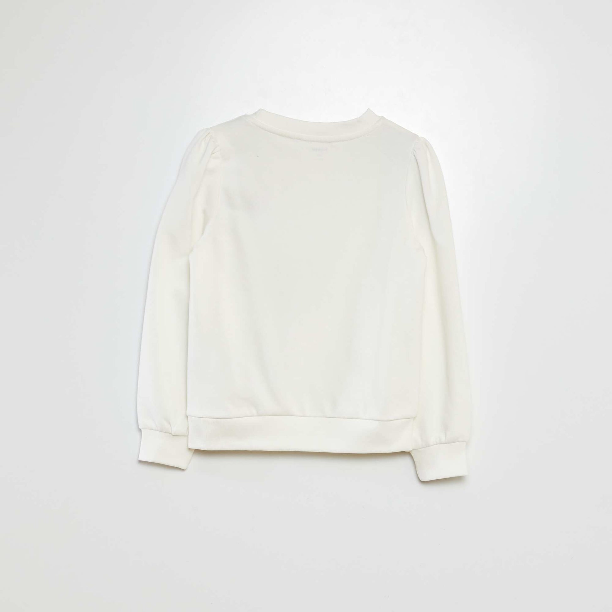Sweat en molleton uni cœur brodé BLANC