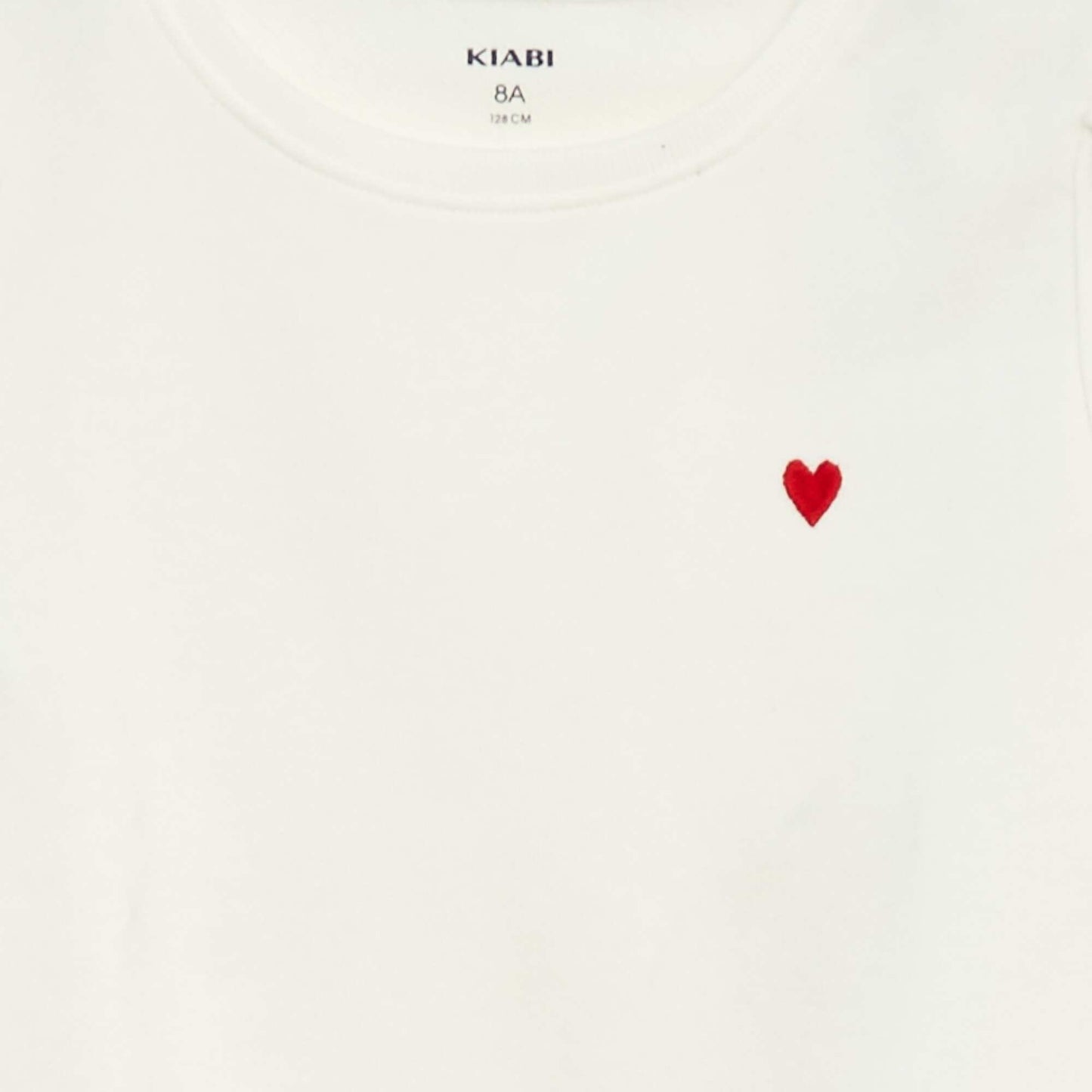 Sweat en molleton uni cœur brodé BLANC