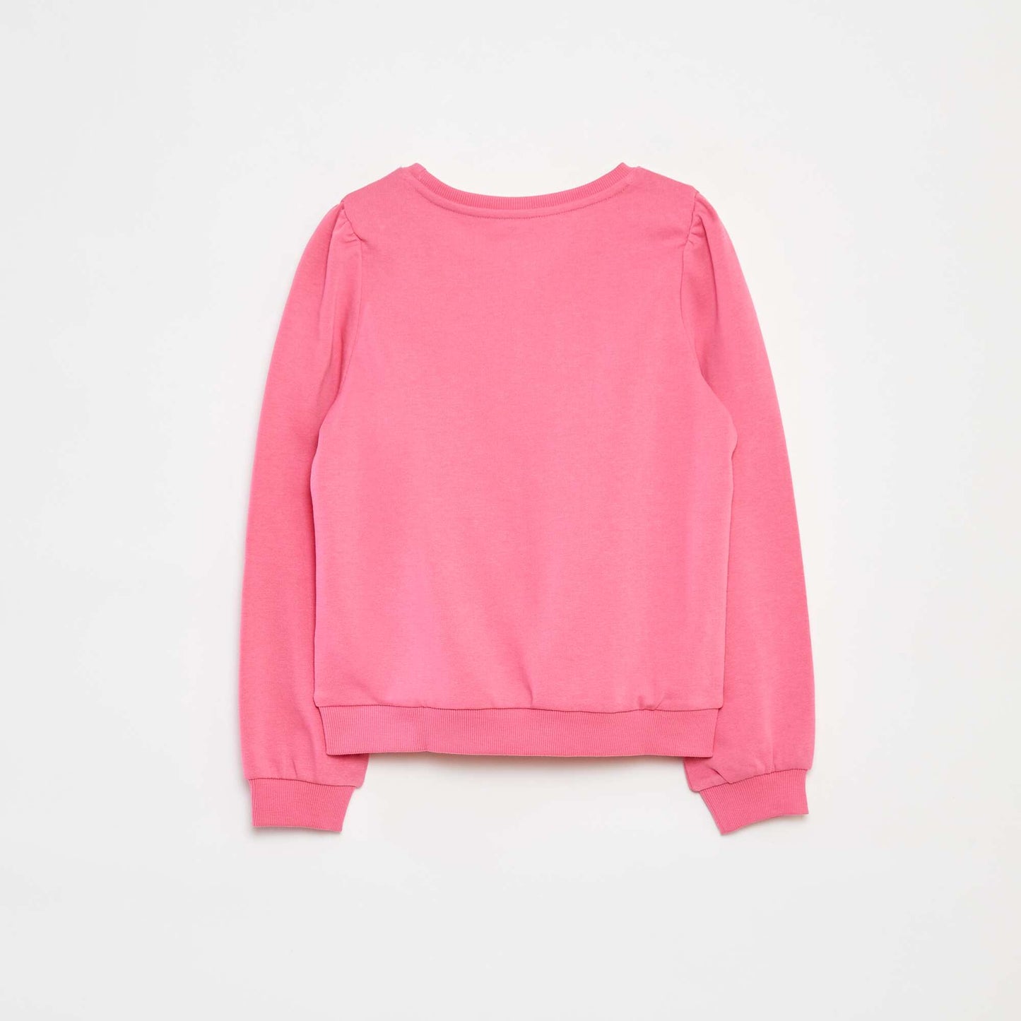 Sweat en molleton uni cœur brodé ROSE