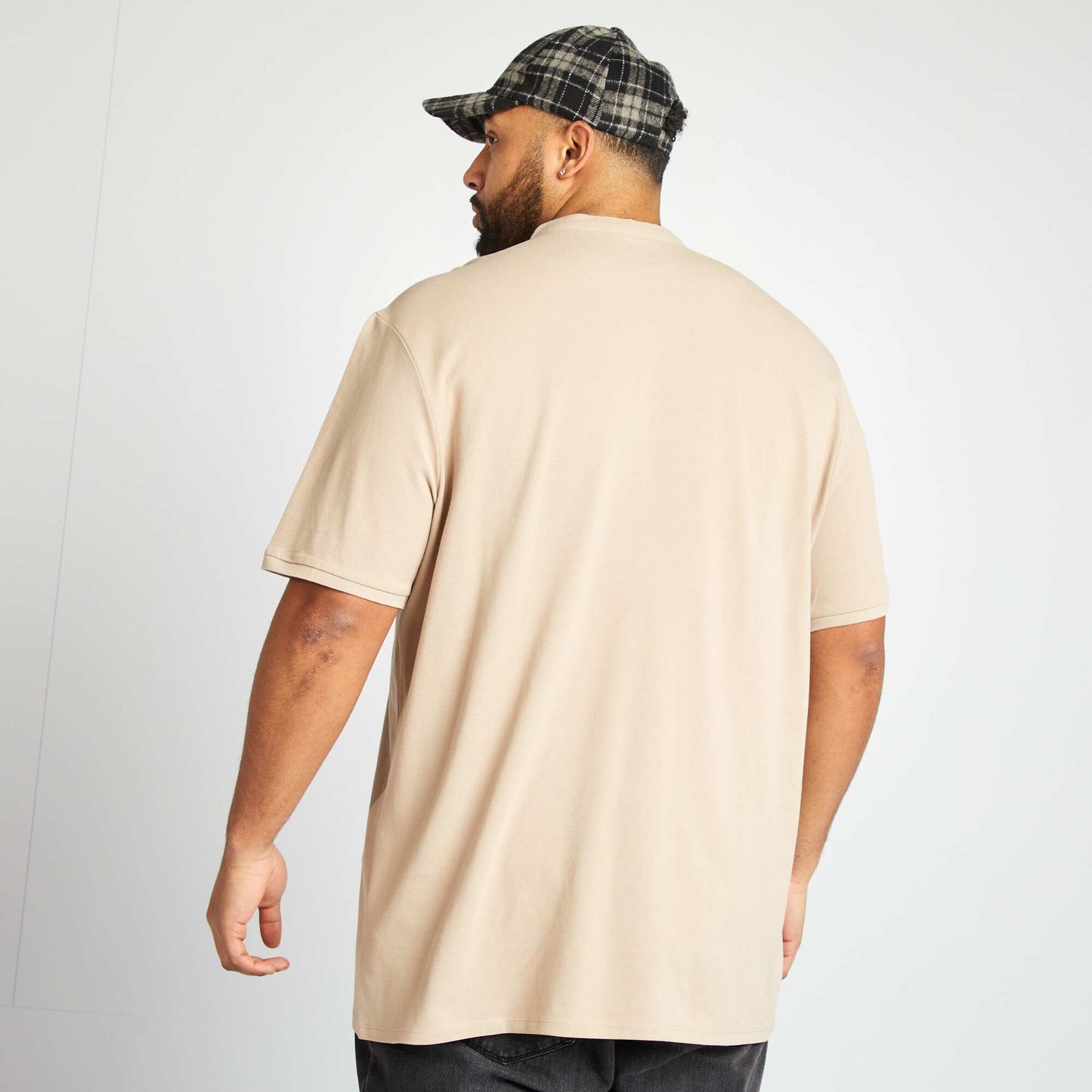 Polo en piqué de coton à col tunisien BEIGE