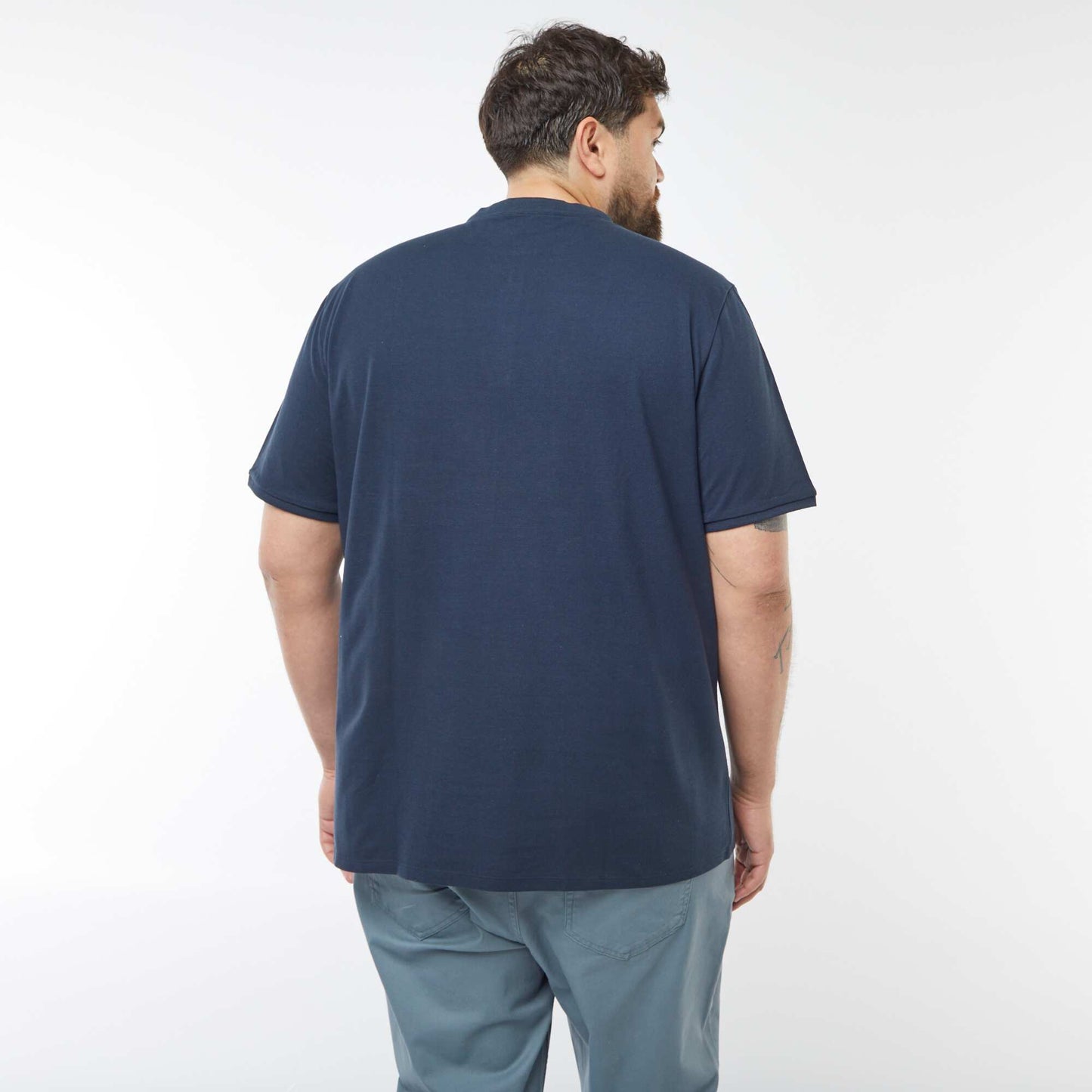 Polo en piqué de coton à col tunisien BLEU