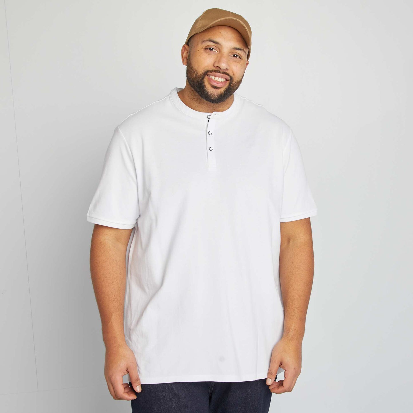 Polo en piqué de coton à col tunisien BLANC