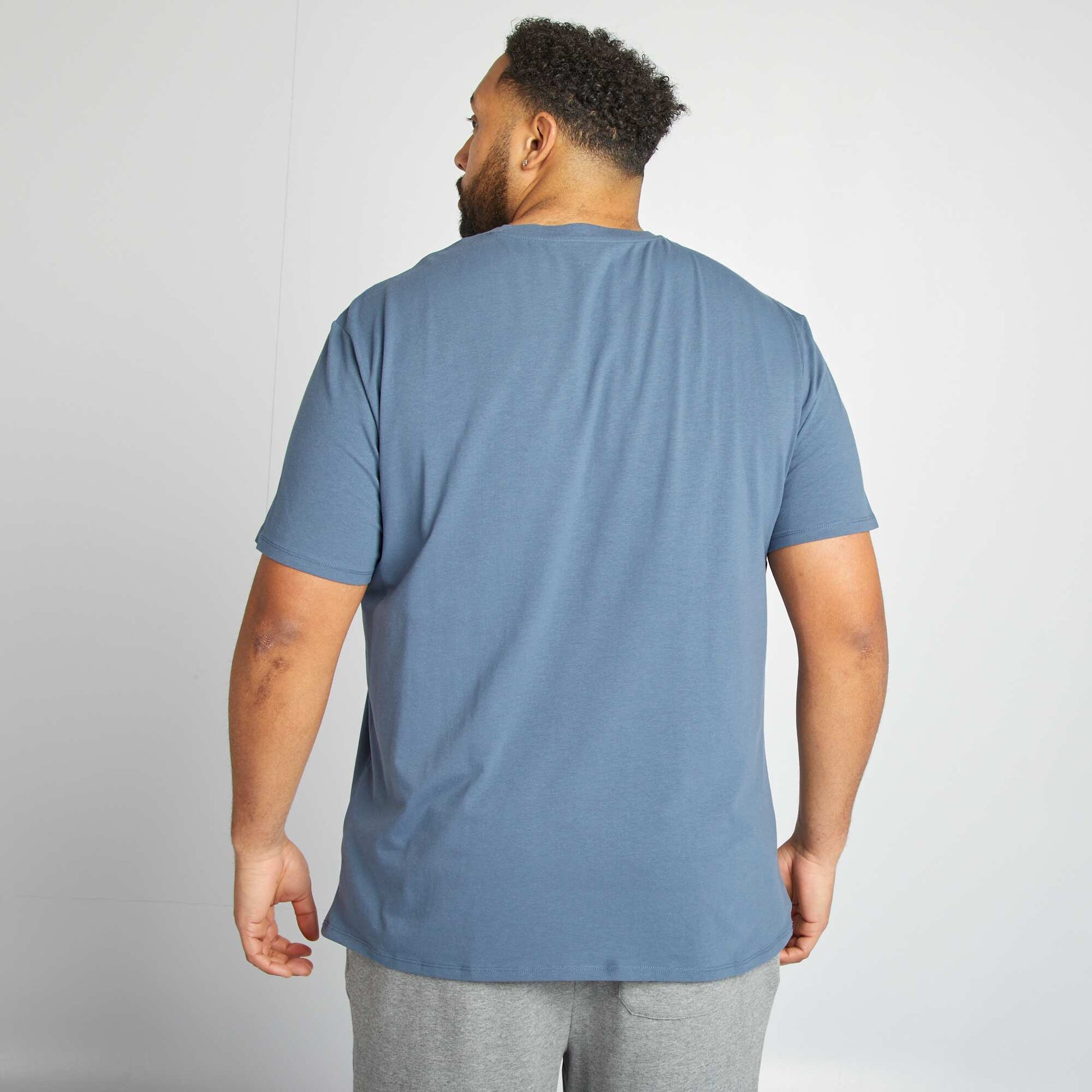 T-shirt uni manches courtes BLEU