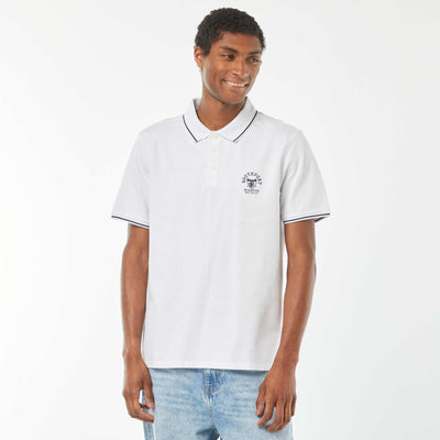 Polo en piqué de coton avec broderie à la poitrine BLANC