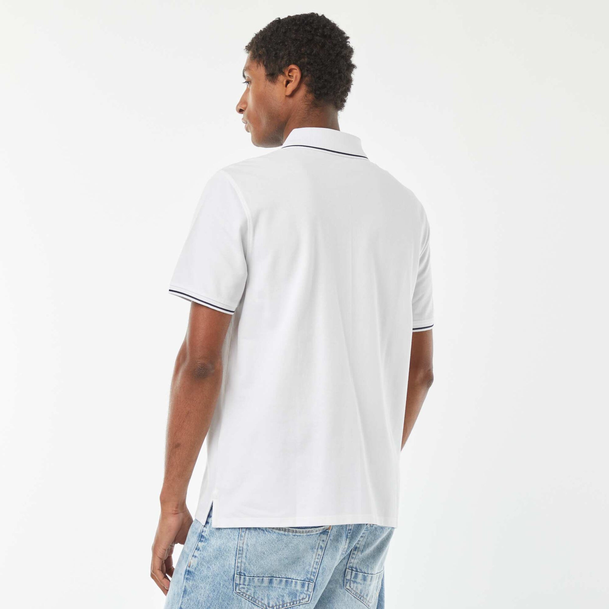 Polo en piqué de coton avec broderie à la poitrine BLANC